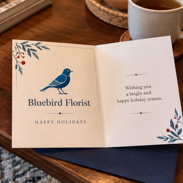 Customer photo of a custom florist holiday card